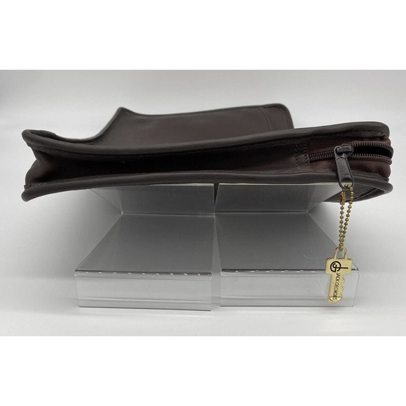 Jack Georges University Underarm Portfolio Zip Bag Leather Brown Suede Interior - Picture 5 of 7